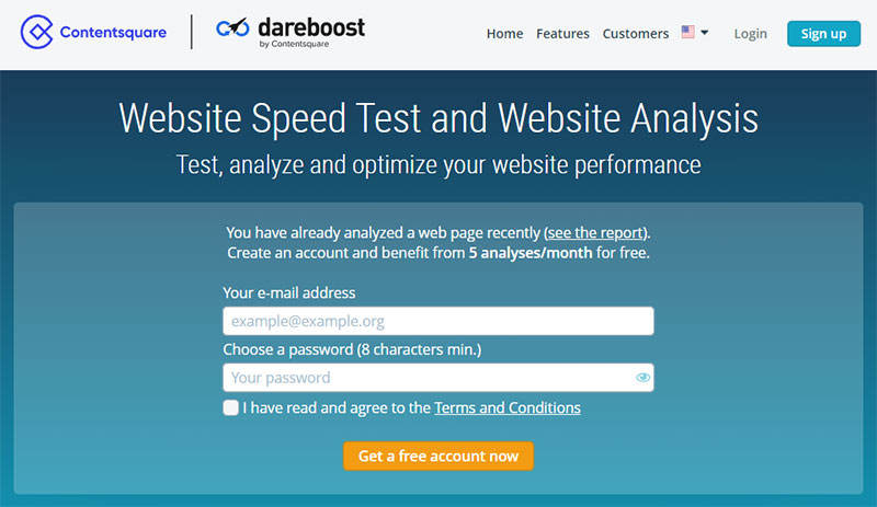 DareBoost网站速度测试工具